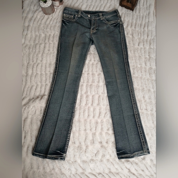 Source Unknown Blue Flare Wide Leg Jeans - Picture 1 of 3